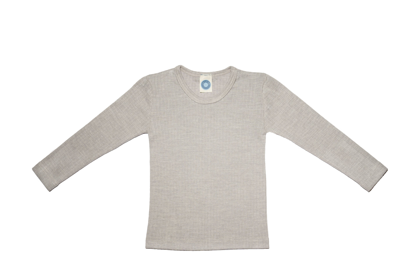 WOOL, COTTON & SILK LONG SLEEVE TOP - GREY MELANGE