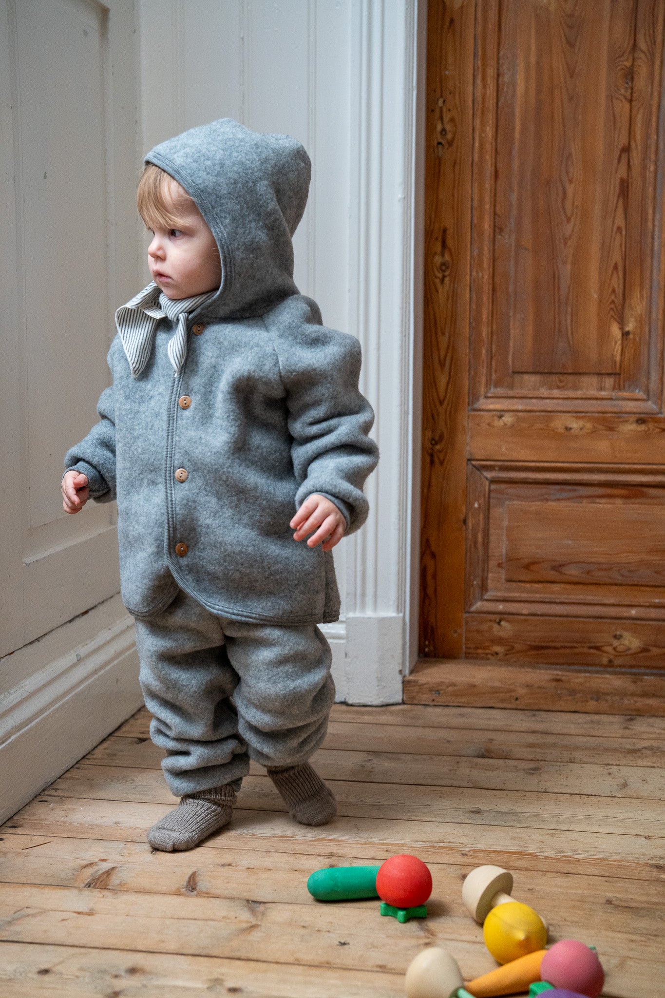 ORGANIC WOOL PANTS - LIGHT GREY MELANGE