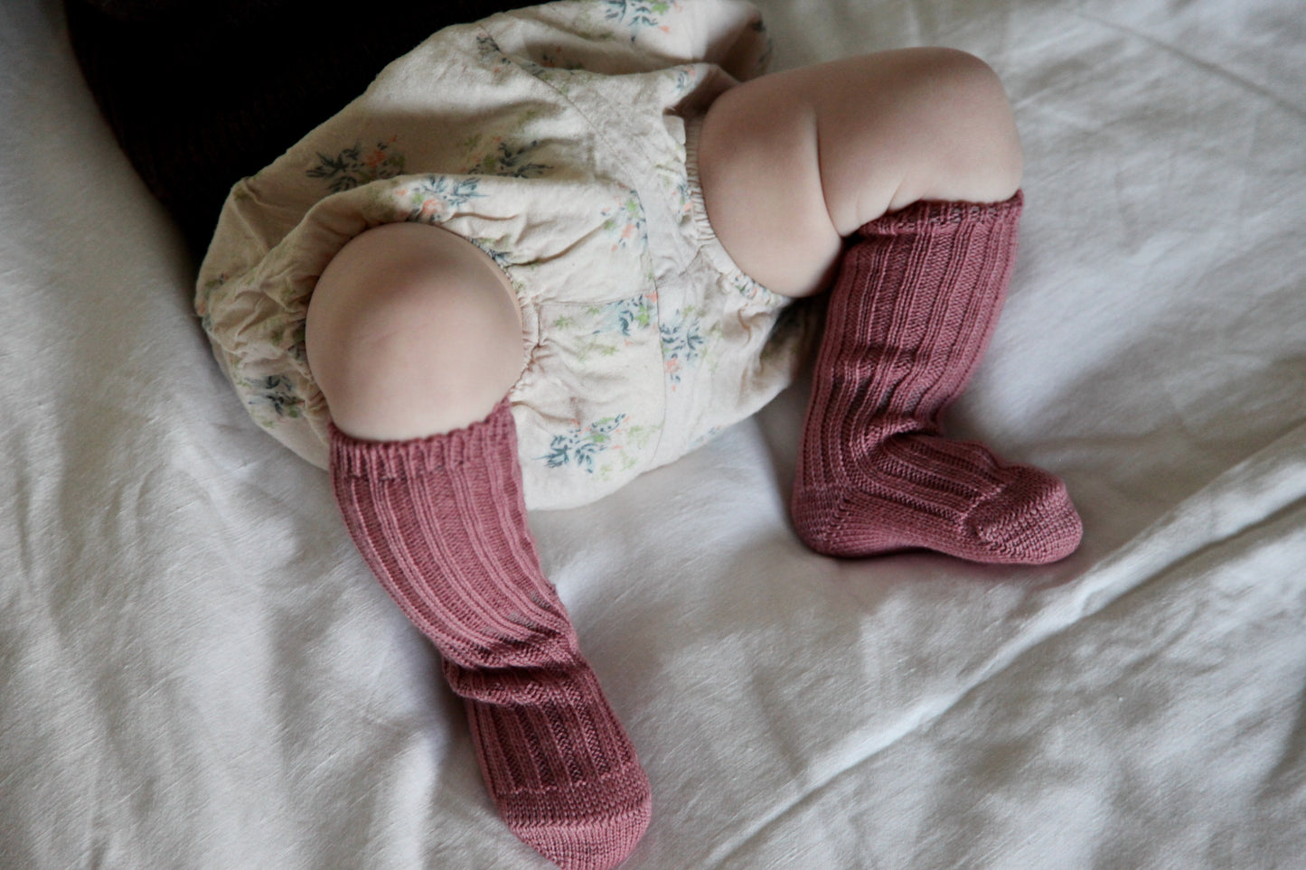 WOOL LONG BABY SOCKS - ROSE