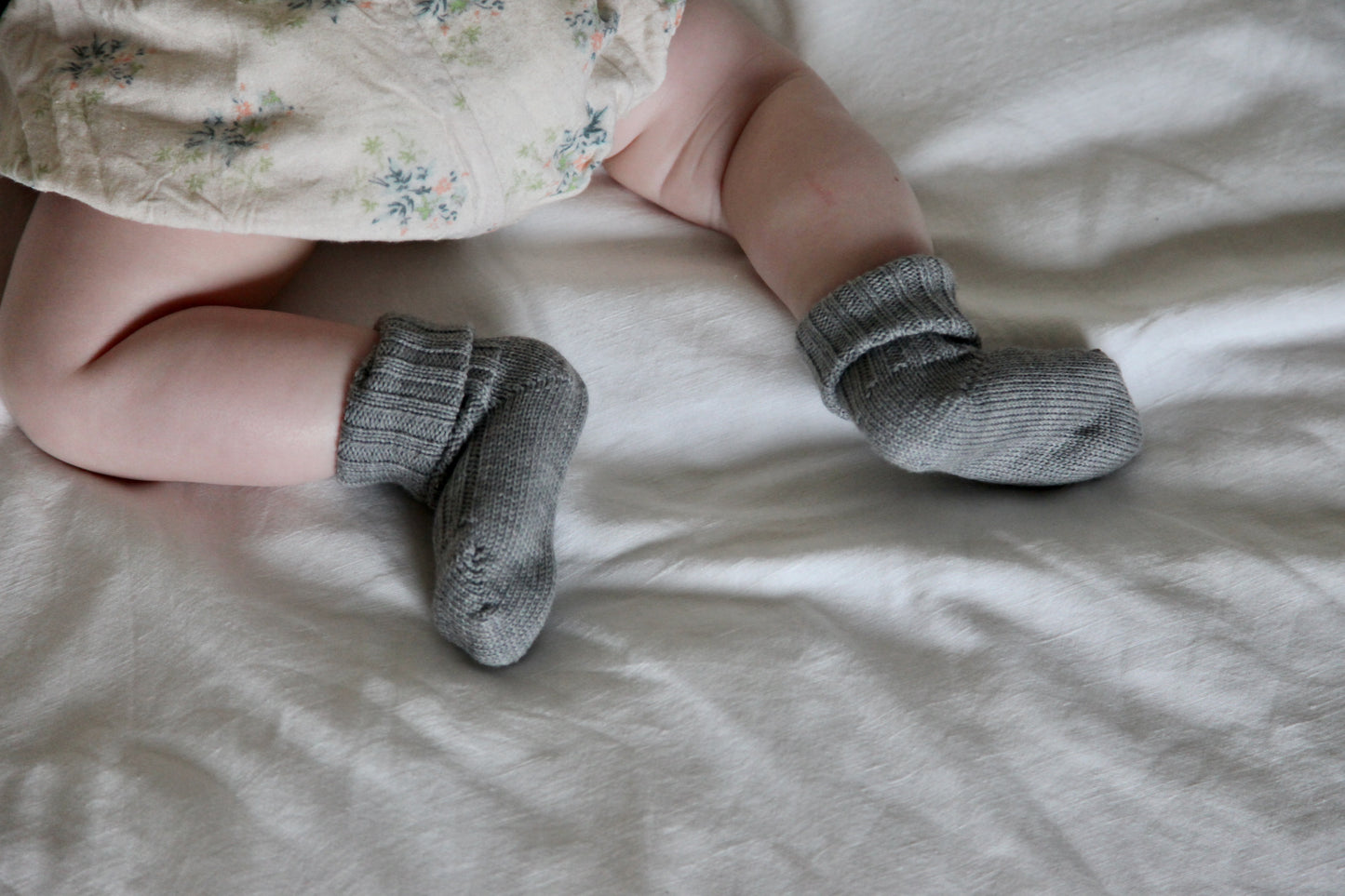 WOOL LONG BABY SOCKS - GREY MELANGE