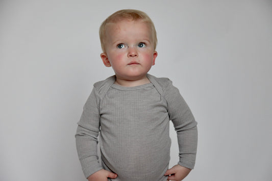 BABY WOOL, COTTON & SILK BODY - GREY MELANGE
