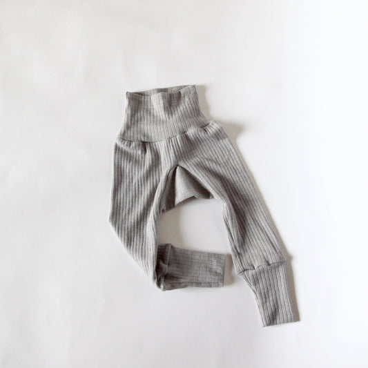 BABY WOOL, COTTON & SILK PANTS - GREY MELANGE