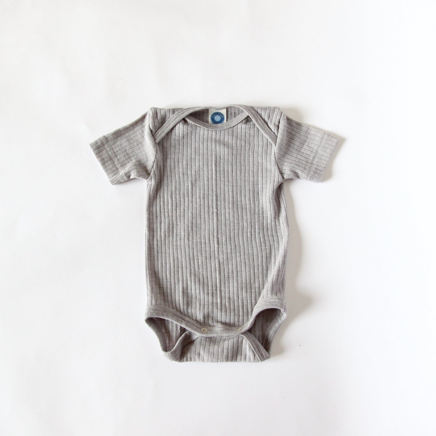 BABY WOOL, COTTON & SILK SHORT SLEEVE BODY - GREY MELANGE