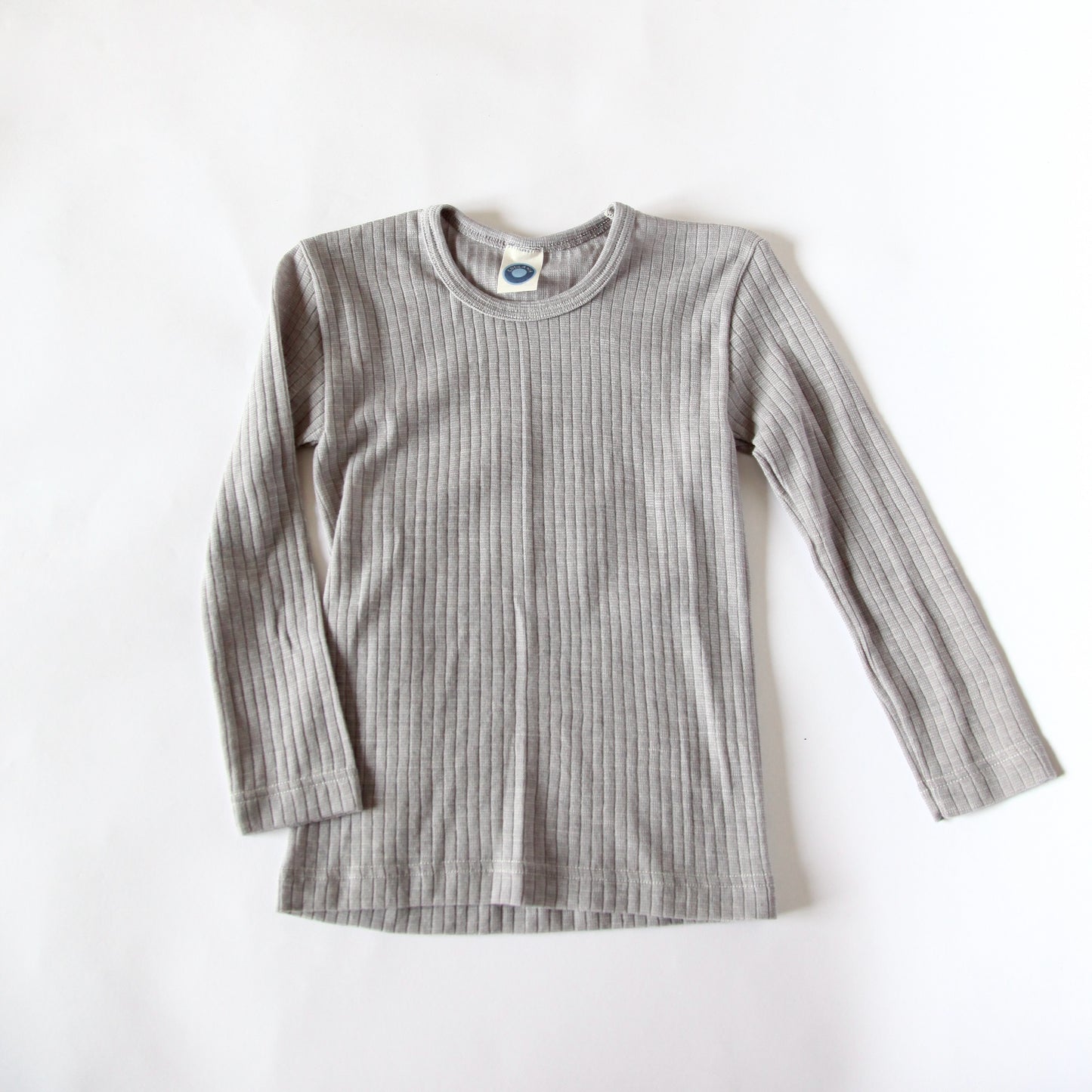 WOOL, COTTON & SILK LONG SLEEVE TOP - GREY MELANGE
