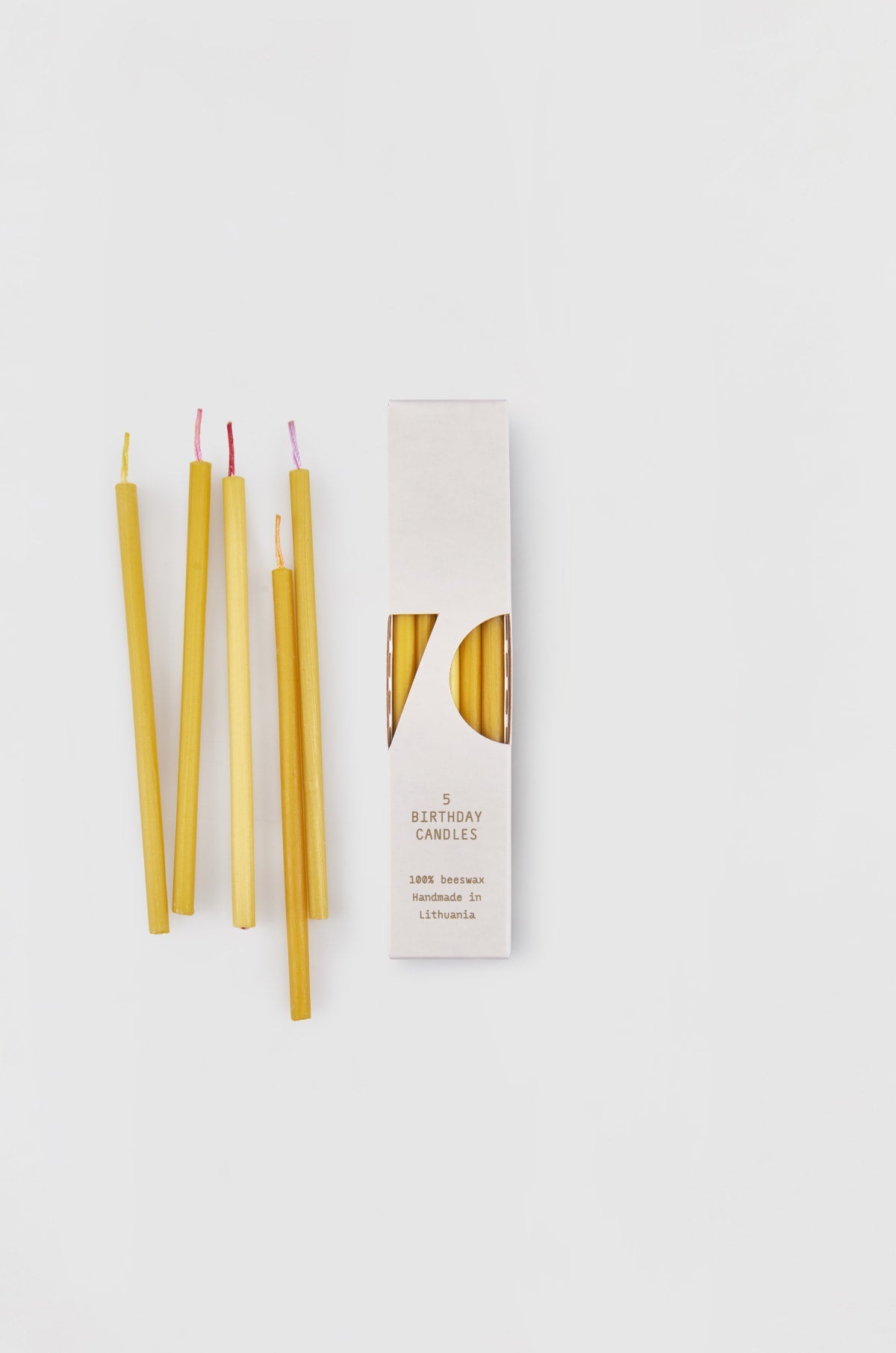 NATURAL BEESWAX BIRTHDAY CANDLES - 5 PACK