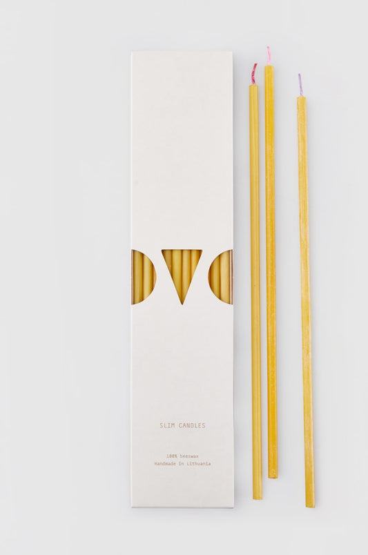 NATURAL BEESWAX SLIM CANDLES - 10 PACK