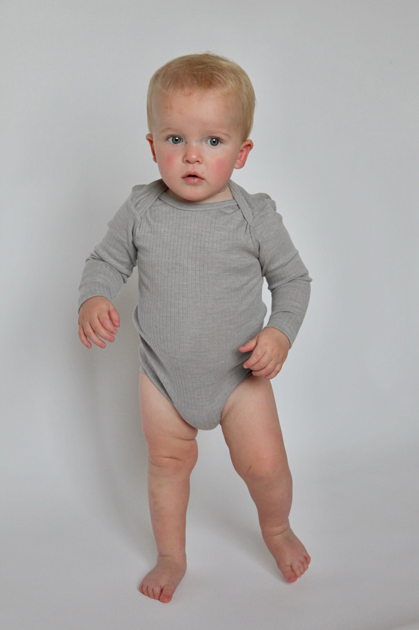 BABY WOOL, COTTON & SILK BODY - GREY MELANGE